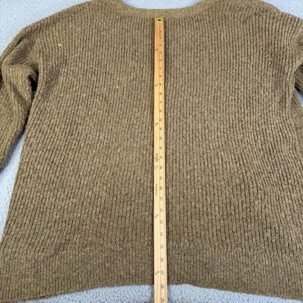 FREE PEOPLE Cardigan Womens L Brown Button Front Chunky Knit Wool Alpaca Blend